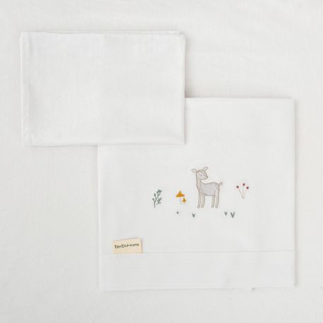 Tríptico de punto cuna 60x120 Deer (blanco/rosa) de Bimbidreams