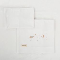 Tríptico de punto cuna 60x120 Orbit (blanco/azul) de Bimbidreams