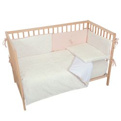 Set nórdico cuna 110x155 cm Dafne (blanco/rosa) de Bimbidreams
