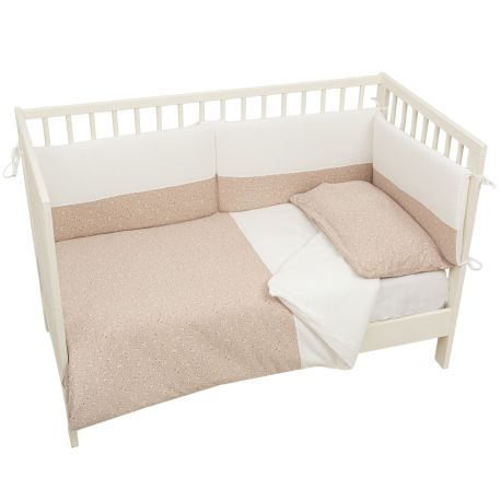 Set nórdico cuna 110x155 cm Anaís (blanco/lino) de Bimbidreams