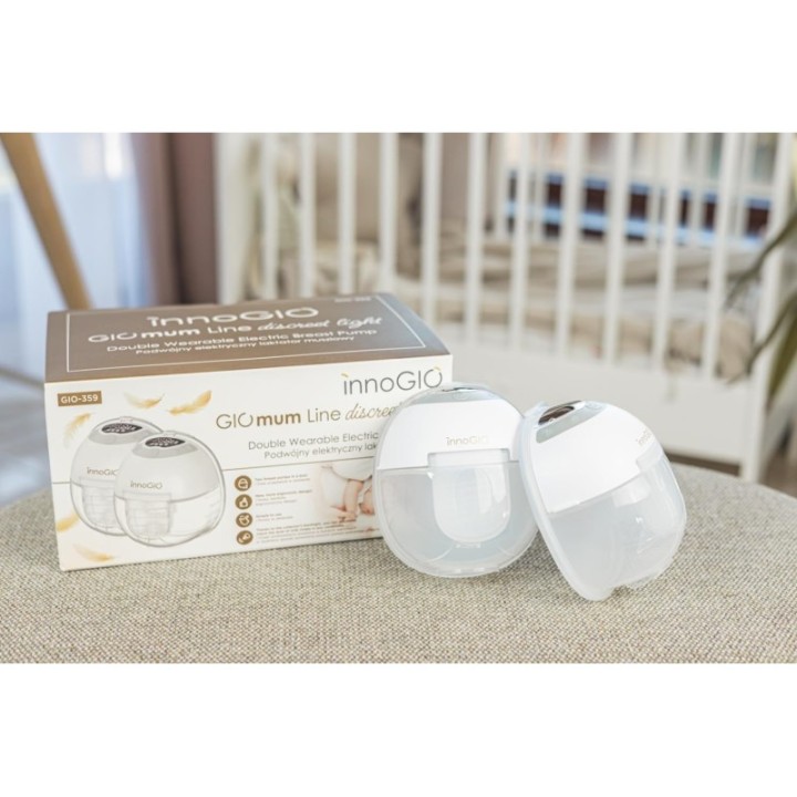 Doble extractor eléctrico de leche portátil GIOmum Line Discreet Light de innoGIO