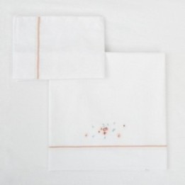 Tríptico sábanas 100% algodón cuna 60x120 Monet (blanco/rosa) de Bimbidreams