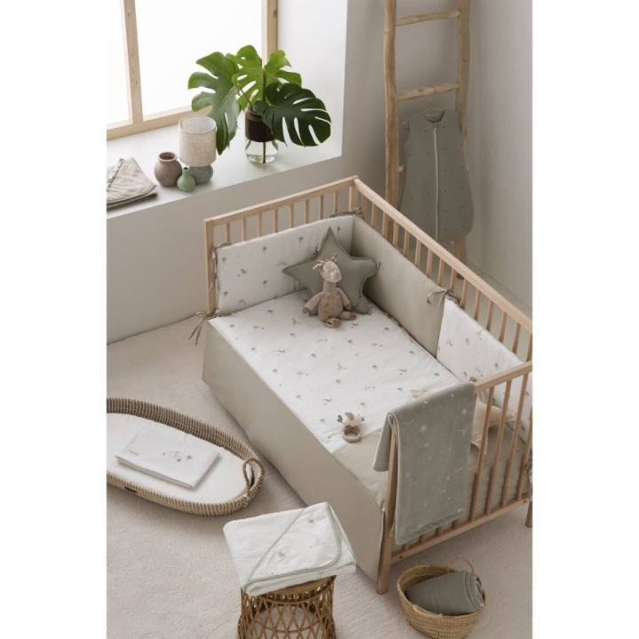 Edredón con protector cuna 60x120 Palm (blanco/verde) de Bimbidreams