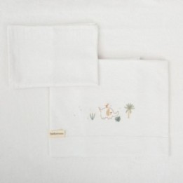 Tríptico de punto cuna 60x120 Palm (blanco/verde) de Bimbidreams