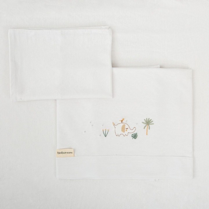 Tríptico de punto cuna 60x120 Palm (blanco/verde) de Bimbidreams