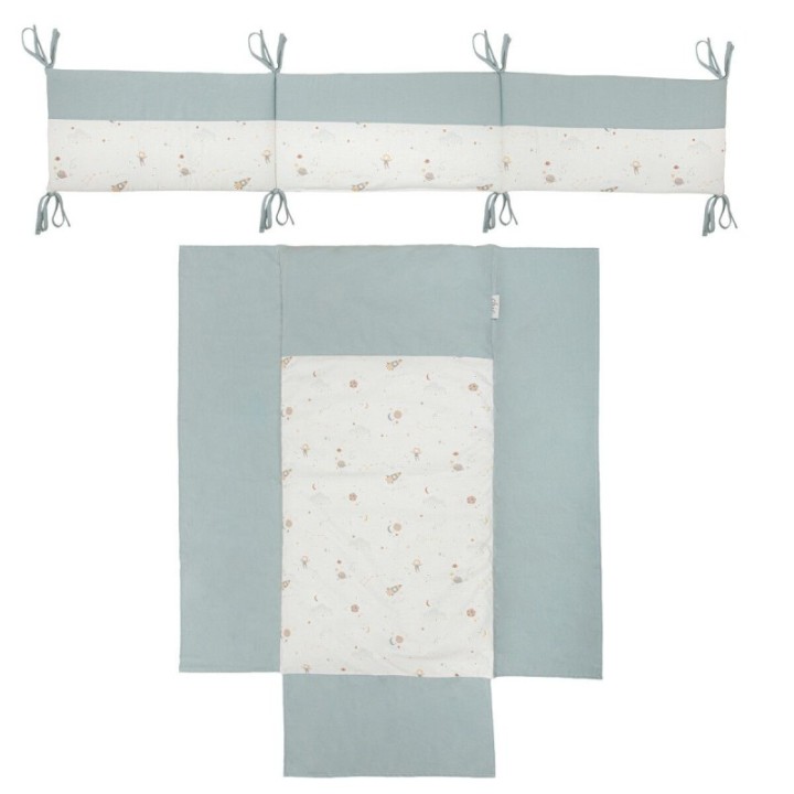 Edredón con protector cuna 60x120 Orbit (blanco/azul) de Bimbidreams