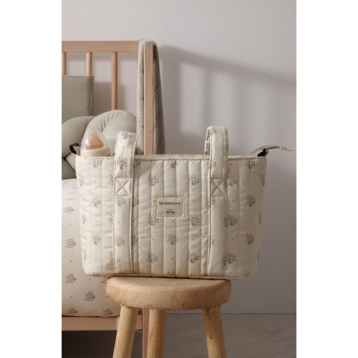 Bolso pañalera crossbody con cambiador Cornelia (blanco/verde) de Bimbidreams