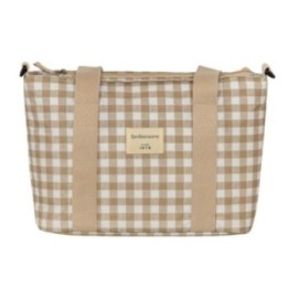 Bolso pañalera crossbody con cambiador Vichi (blanco/lino) de Bimbidreams
