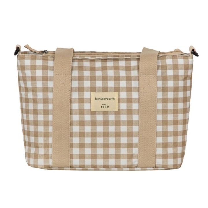 Bolso pañalera crossbody con cambiador Vichi (blanco/lino) de Bimbidreams