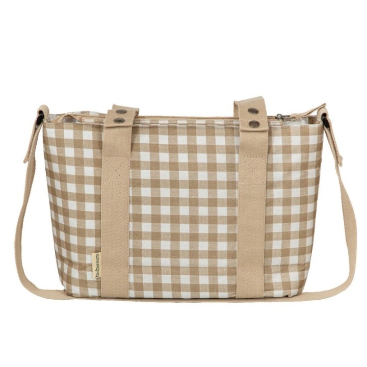 Bolso pañalera crossbody con cambiador Vichi (blanco/lino) de Bimbidreams