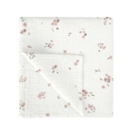 Muselina de bambú 120x120 cm Monet (blanco/rosa) de Bimbidreams