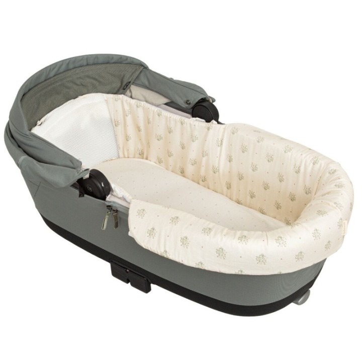 Interior de capazo para carrito Cornelia (blanco/verde) de Bimbidreams