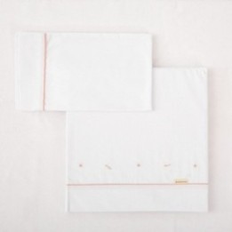 Tríptico sábanas 100% algodón cuna mini 50x80 Dafne (blanco/rosa) de Bimbidreams