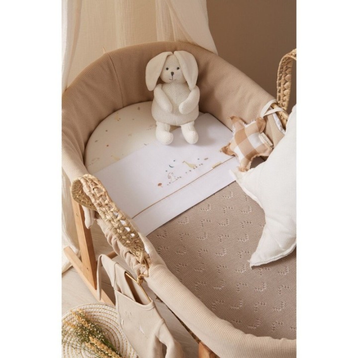 Tríptico sábanas 100% algodón cuna mini 50x80 Happy Forest (blanco/lino) de Bimbidreams