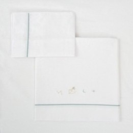 Tríptico sábanas 100% algodón cuna mini 50x80 Blue Sky (verde) de Bimbidreams