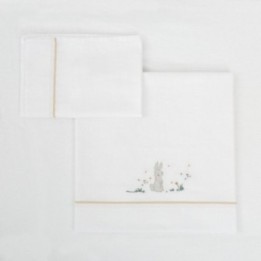 Tríptico sábanas 100% algodón cuna mini 50x80 Campo (blanco/lino) de Bimbidreams