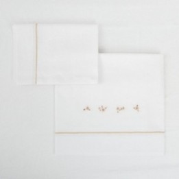 Tríptico sábanas 100% algodón cuna mini 50x80 Anaís (blanco/lino) de Bimbidreams