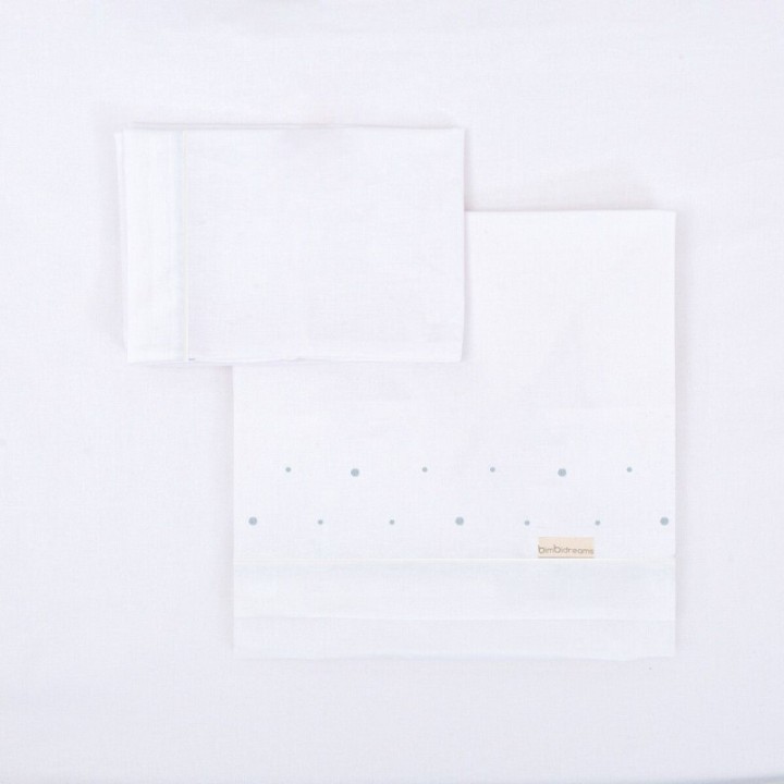 Tríptico sábanas 100% algodón cuna mini 50x80 Punts (blanco/azul) de Bimbidreams