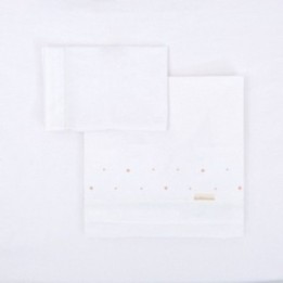 Tríptico sábanas 100% algodón cuna mini 50x80 Punts (blanco/rosa) de Bimbidreams