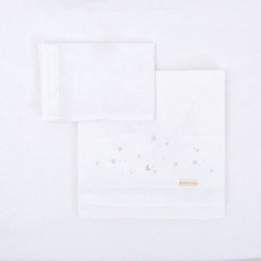 Tríptico sábanas 100% algodón cuna mini 50x80 Night (blanco/rosa) de Bimbidreams