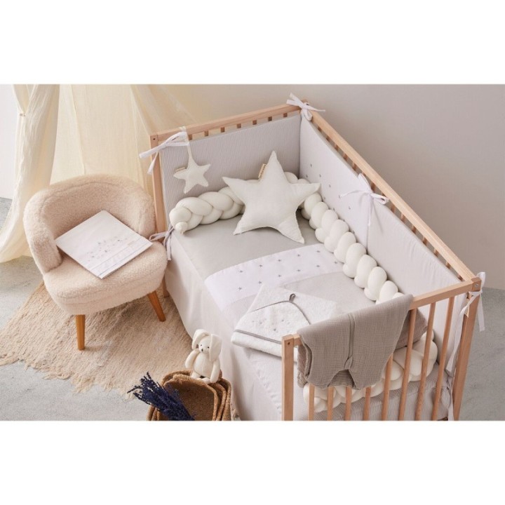 Tríptico sábanas 100% algodón cuna mini 50x80 Night (gris) de Bimbidreams