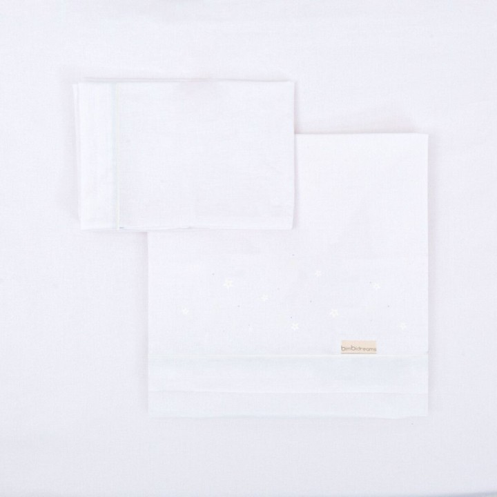 Tríptico sábanas 100% algodón cuna 60x120 Night (blanco) de Bimbidreams
