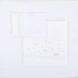 Tríptico sábanas 100% algodón cuna 60x120 Night (blanco/azul) de Bimbidreams