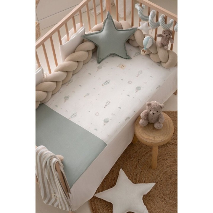 Edredón con protector cuna 60x120 Blue Sky (blanco/verde) de Bimbidreams