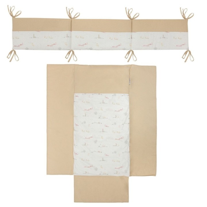 Edredón con protector cuna 60x120 Campo (blanco/lino) de Bimbidreams