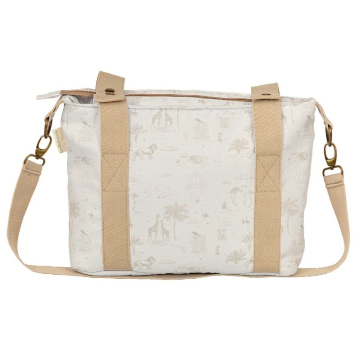 Bolso pañalera crossbody con cambiador Noé (blanco/lino) de Bimbidreams
