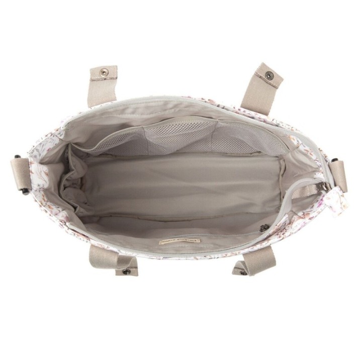 Bolso pañalera crossbody con cambiador Niza (blanco/lila) de Bimbidreams