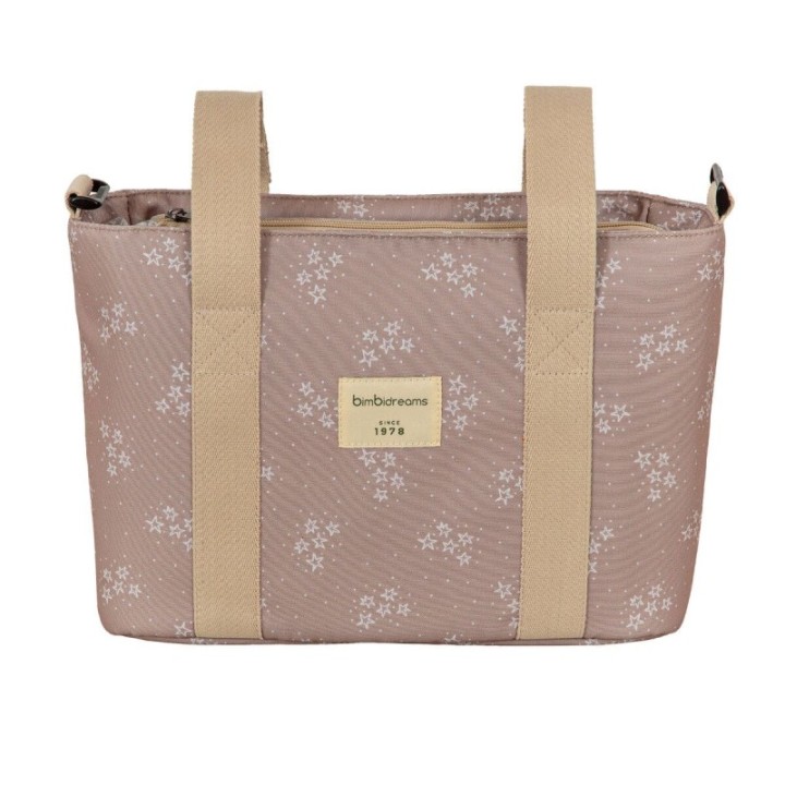 Bolso pañalera crossbody con cambiador Stars (lino) de Bimbidreams