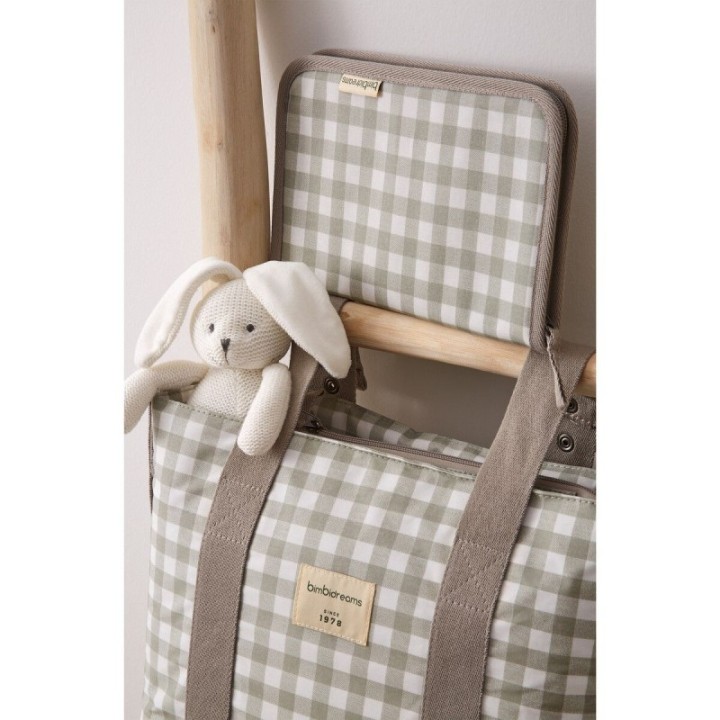 Bolso pañalera crossbody con cambiador Vichi (blanco/verde) de Bimbidreams