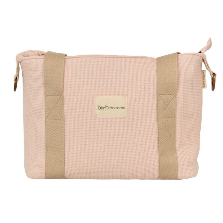 Bolso pañalera crossbody con cambiador Waffle (rosa) de Bimbidreams