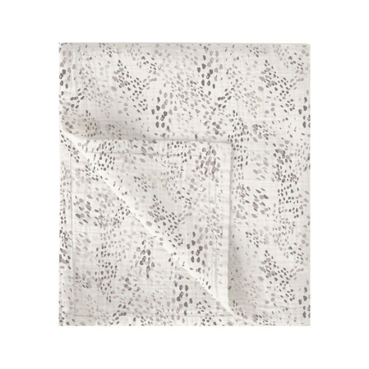 Muselina de bambú 120x120 cm Dots (blanco/lino) de Bimbidreams