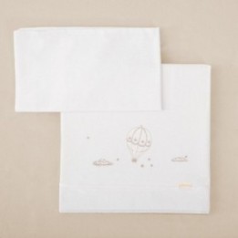 Tríptico de punto cuna mini 50x80 Noé (blanco/lino) de Bimbidreams
