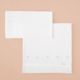 Tríptico de punto cuna mini 50x80 Dafne (blanco/rosa) de Bimbidreams
