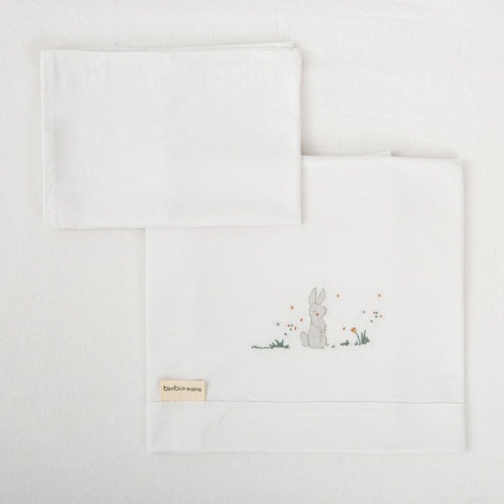 Tríptico de punto cuna mini 50x80 Campo (blanco/lino) de Bimbidreams