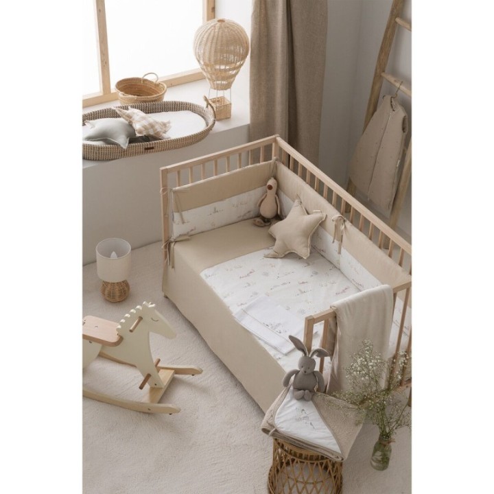 Tríptico de punto cuna 60x120 Campo (blanco/lino) de Bimbidreams
