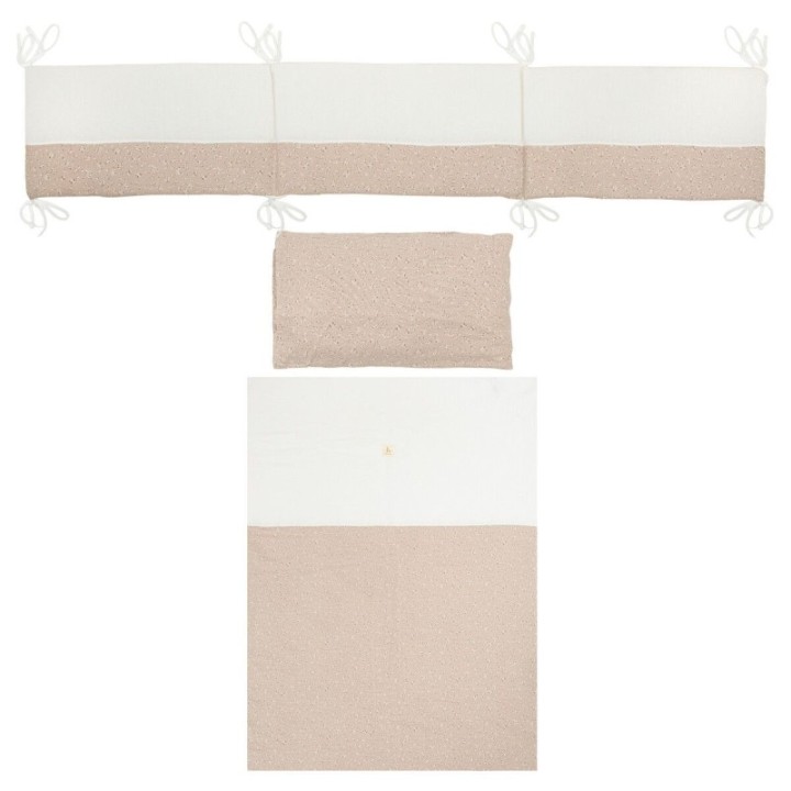 Set nórdico cuna 110x155 cm Anaís (blanco/lino) de Bimbidreams